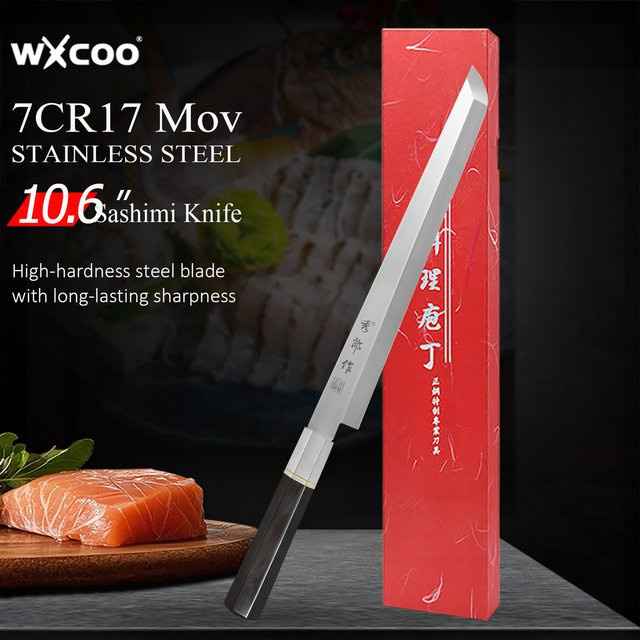 WXCOO Sashimi-Messer aus Edelstahl und Kohlenstoffstahl, 8 Zoll, Silber - Bild 1