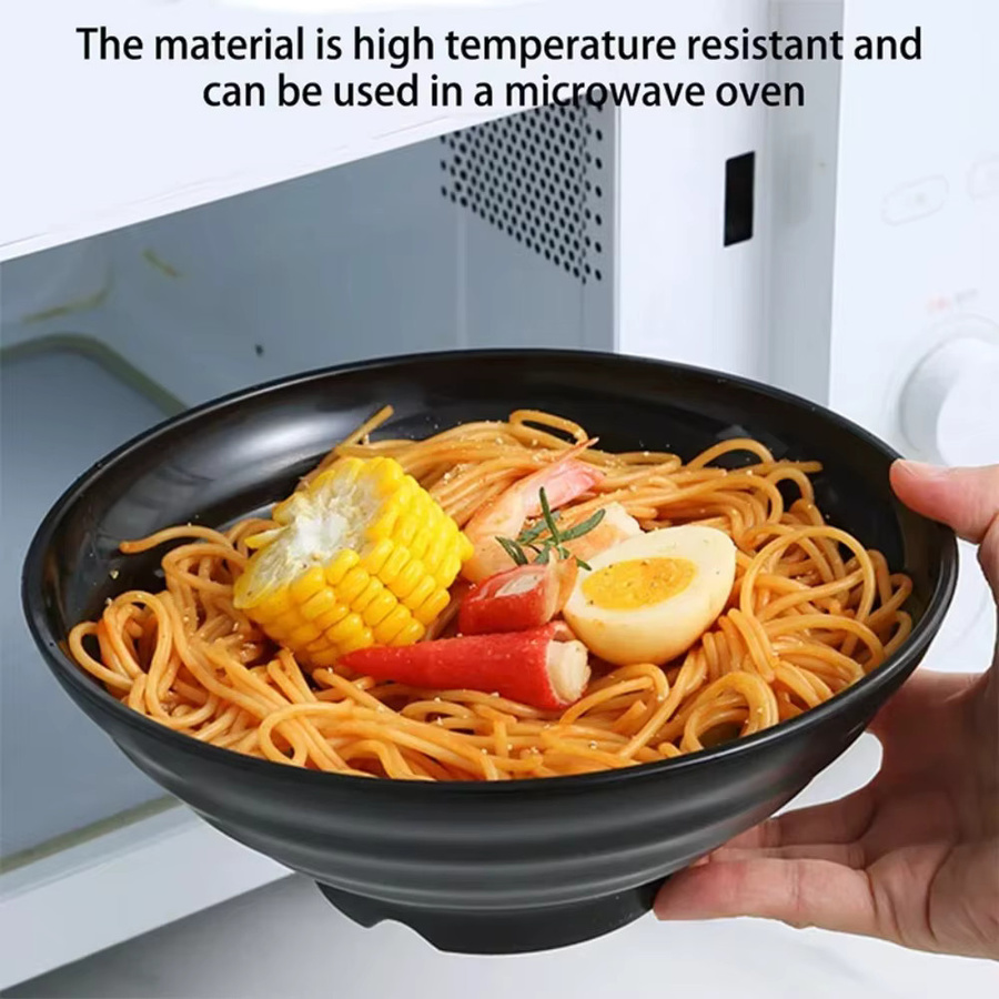 FEB.WIND Ramen-Schüssel aus Kunststoff in Schwarz, robuste Salatschüssel für Instant-Nudeln und Heimgeschirr - Bild 2