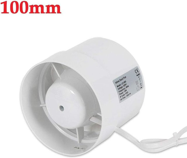 Bymaocar Abluftventilator und Kanalventilator in Weiß mit 100 mm Durchmesser aus Kunststoff - Bild 1