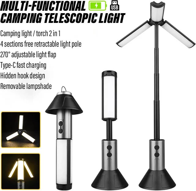 Heinast Tragbarer Teleskop-Suchscheinwerfer mit LED, wiederaufladbar, verstellbar, Schwarz/Silber - Bild 1
