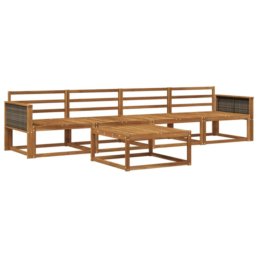 vidaXL Outdoor-Sofagarnitur aus Massivholz Akazie in Braun, 5-teiliges Set mit Tisch und Sofas - Bild 2