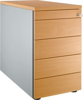 Schäfer Shop Genius Standcontainer 13333 mit Griffnut, Farbe: Weißaluminium und Buche-Dekor, B: 43,5 cm, H: 71,7 cm - Bild 1