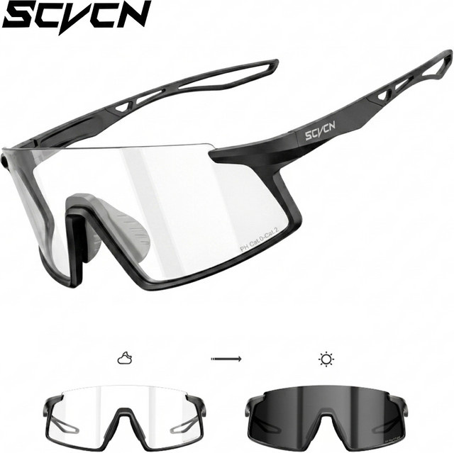 SCVCN Sportsonnenbrille, Photochromatisch, Vollrand, Unisex, Kunststoff - Bild 1
