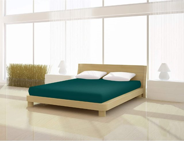 Mr. Sandman Spannbetttuch Classic aus Baumwolle und Elastan in Petrol, B/T: 140 x 200 cm bis 160 x 220 cm - Bild 1