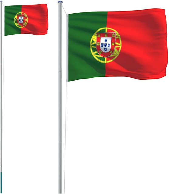 Yiwydaa Portugal Flagge aus Polyester mit grünem Aluminiummast, Höhe: 6,08 m - Bild 1