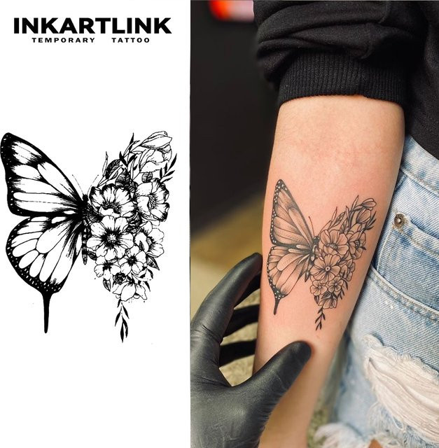 INKARTLINK Schmetterlings-Temporärtattoo, wasserfest, semi-permanent - Bild 1