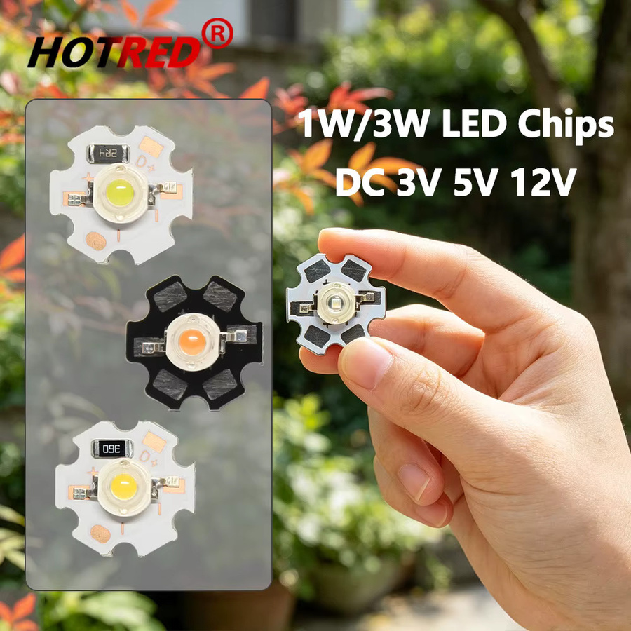 10 Stück LED-Chips für DC 3V 3,7V 5V 12V mit 1W und 3W Leistung in verschiedenen Farben und auf 16mm 20mm PCB - Bild 2