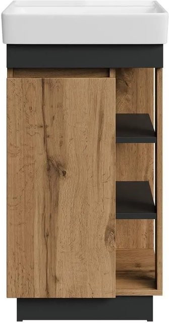 Planetmöbel Badmöbel Set NYX mit Waschbecken in Wotan Eiche und Anthrazit, Breite: 50 cm - Bild 1
