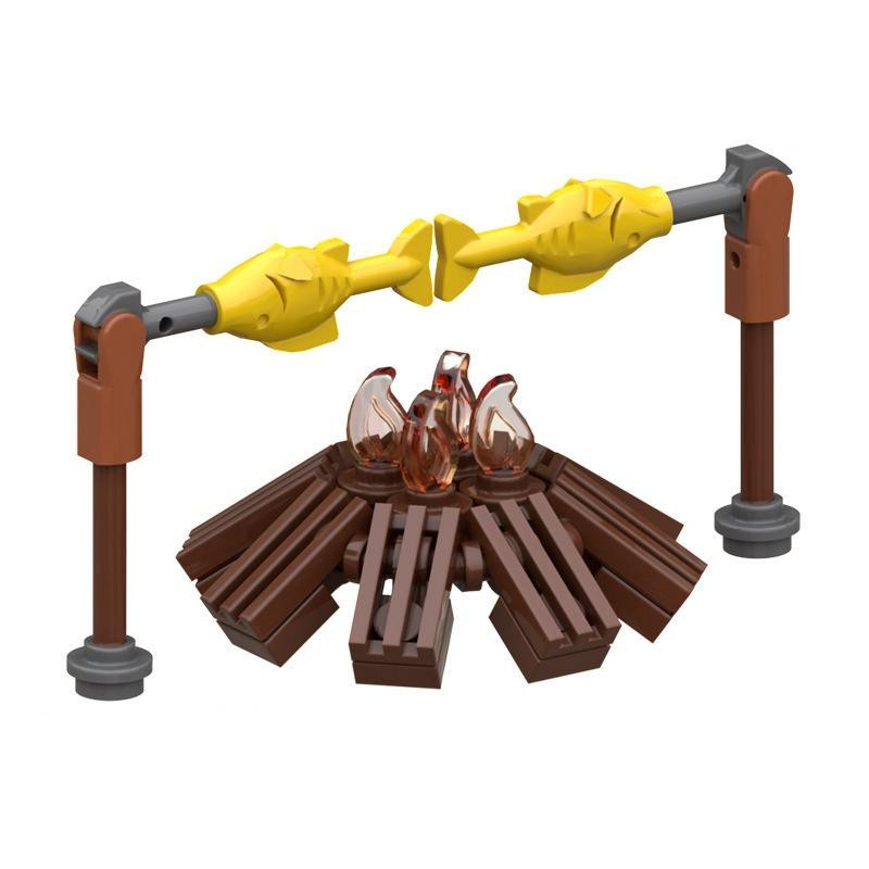 Yiran toy Wikinger Lagerfeuer Fisch Mittelalterliches Blöcke Set 6–12 Jahre - Bild 2