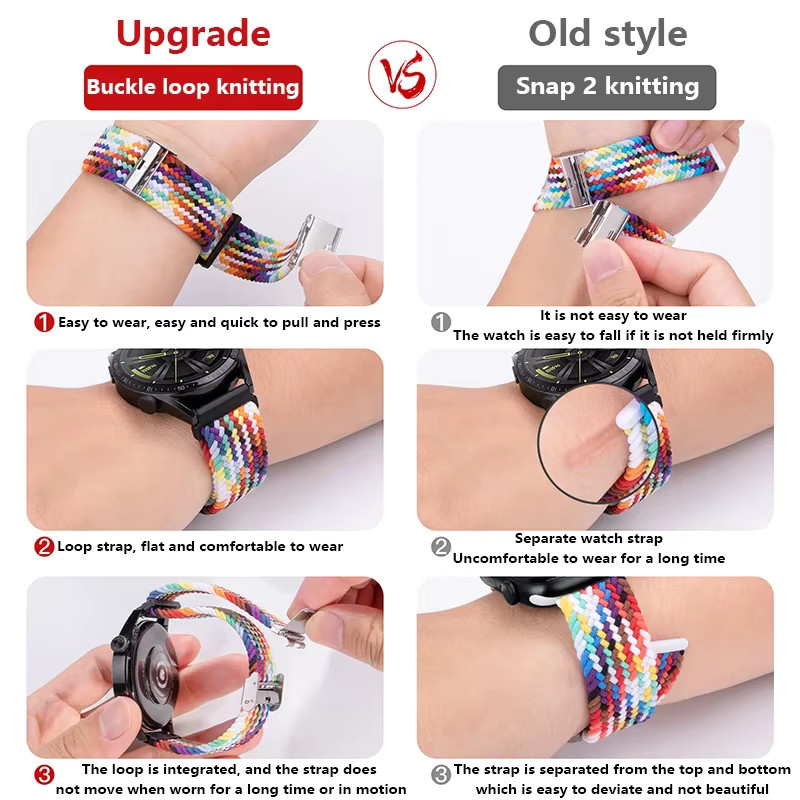 CAOWTAN Uhrenarmband Nylon, geflochten, elastisch, Bunt, Unisex - Bild 5