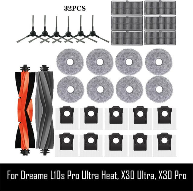 Dreame Ersatzteil-Set für L10s Pro Ultra Heat, X30 Ultra und X30 Pro: Hauptbürste, Seitenbürste, Filter, Wischmopp und Staubbeutel in Multicolour - Bild 1