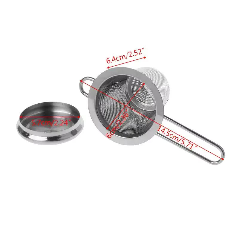Wiederverwendbarer Teefilter aus Edelstahl mit feinem Mesh-Sieb und Deckel in Silber für losen Tee und Gewürze - Bild 3
