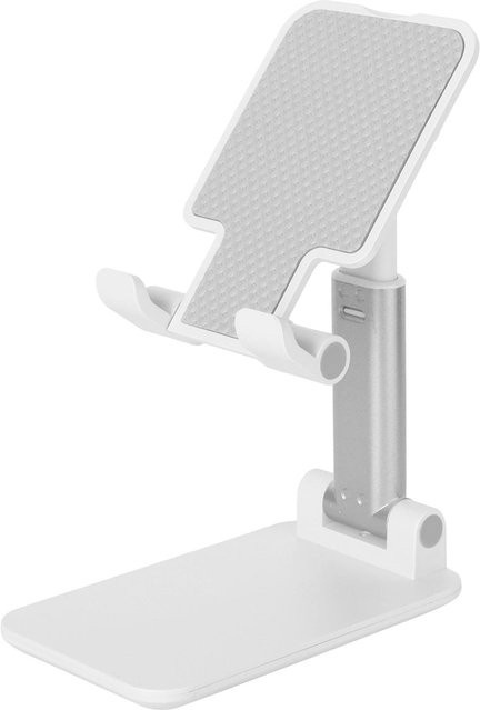 Koogeelife Multifunktionaler Handyhalter Faltbar und Ausziehbar als Desktop-Ständer in Weiß - Bild 1