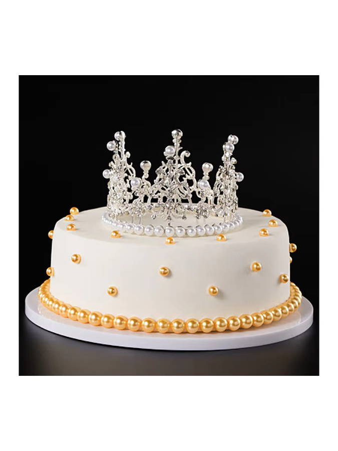 JETTING Perlenkrone Kuchendekoration als kleines Diadem aus Kristallperlen in Silber - Bild 4