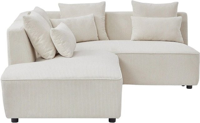 Mecodi Ecksofa in Beige mit Cord-Bezug, Breite: 185 cm - Bild 1
