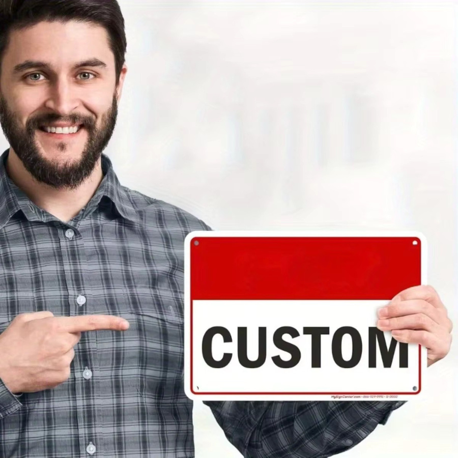 Personalisierbares Metallschild von CIFBUY für Unternehmen mit Text oder Logo für den Innen- und Außenbereich - Bild 1