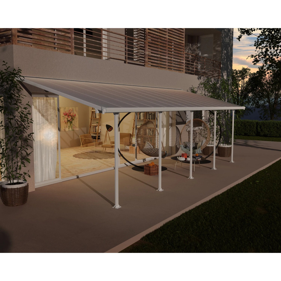 Palram Canopia Feria Terrassenüberdachung Weiß Klar mit integrierten Regenrinnen - Bild 2