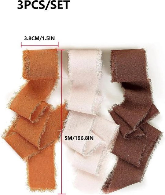 3 Rollen Chiffonband Set in Mehrfarben, 5 Meter pro Rolle, zur Dekoration von Hochzeitsanlässen, Brautsträußen und Geschenkboxen - Bild 1