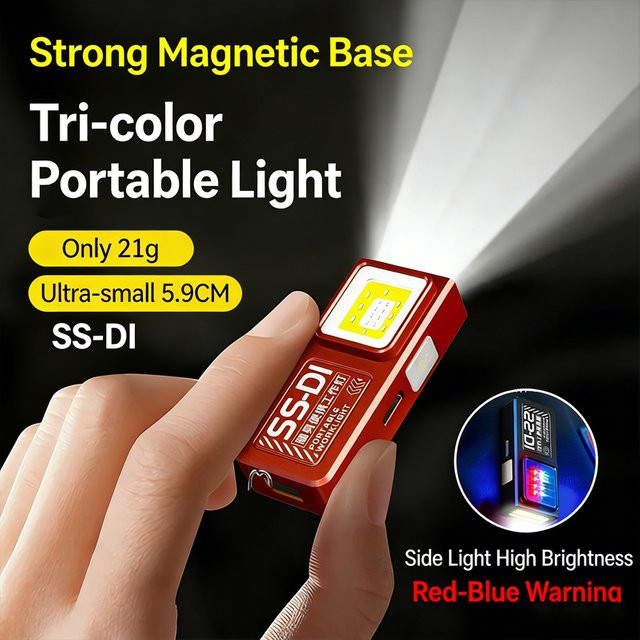 KDULIT Mini COB LED Taschenlampe in Schwarz, USB C wiederaufladbare Arbeitsleuchte mit Clip und Magnet, wasserdichte EDC Camping Taschenlampe - Bild 1
