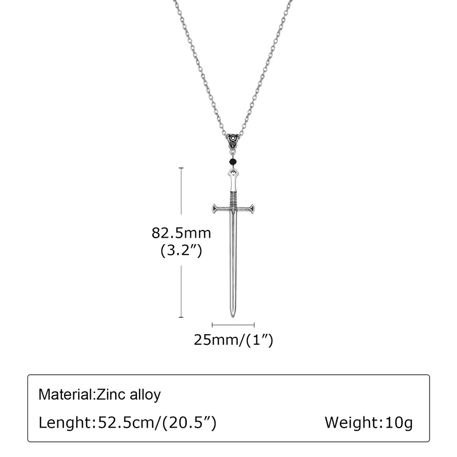 prjewel Halskette, Schwert Kreuz Anhänger, Silber, Unisex - Bild 2