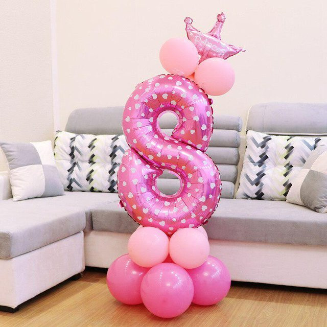 ARI Zahlen Folienballons für Kindergeburtstage in Rosa und Blau zur Babyparty-Dekoration - Bild 1