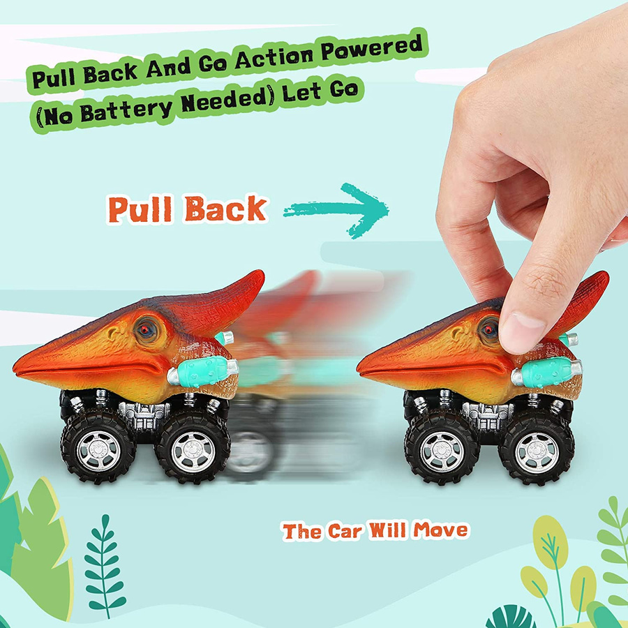 Fashnics Dinosaurier Pull Back Cars Mini-Monstertruck Auto-Spielzeug-Set - Bild 4