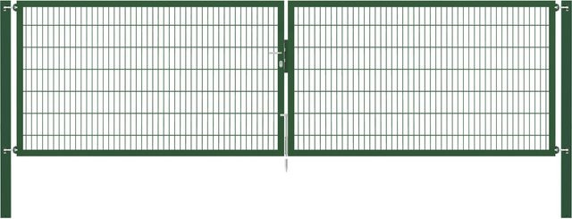 Doppeltor Flexo Plus in Grün aus Stahl mit Pfosten, Breite: 500 cm, Höhe: 140 cm, Pfosten: 100 x 100 cm - Bild 1