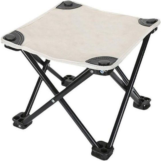 XYNN Tragbarer faltbarer Campinghocker in Weiß und Beige, ultraleichter zusammenklappbarer Hocker für Wandern, Strand und Picknick - Bild 1