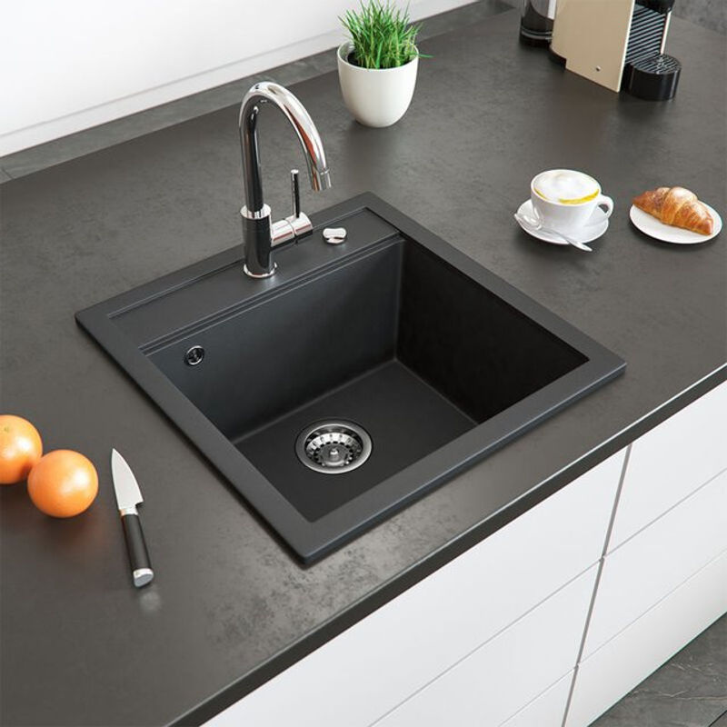 Bergström Granit Einbauspüle Küchenspüle in Schwarz, B: 49,0 cm, T: 50,0 cm - Bild 2