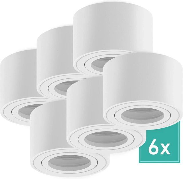 Oktaplex 6er Set Aufputz-LED-Spot Aufbaustrahler aus Aluminium in Weiß, verstellbar - Bild 1