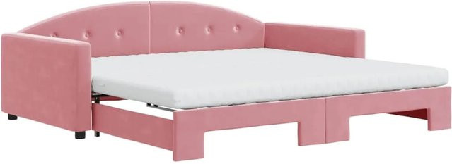 vidaXL Tagesbett ausziehbar mit Matratze in Rosa aus Samt, B/T/H: 100 x 200 x 75 cm - Bild 1