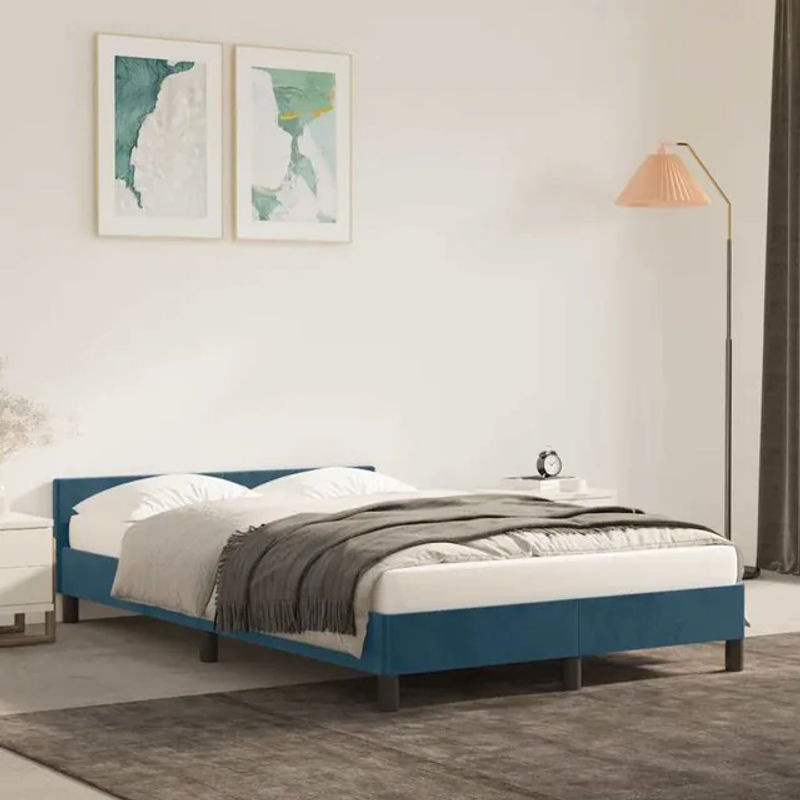 Vidaxl Polsterbett aus Samt in Blau, B/T/H: 120 x 200 cm - Bild 1