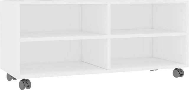 vidaXL TV-Schrank mit Rollen in Weiß aus Holzwerkstoff B/T/H: 90 x 35 x 35 cm - Bild 1