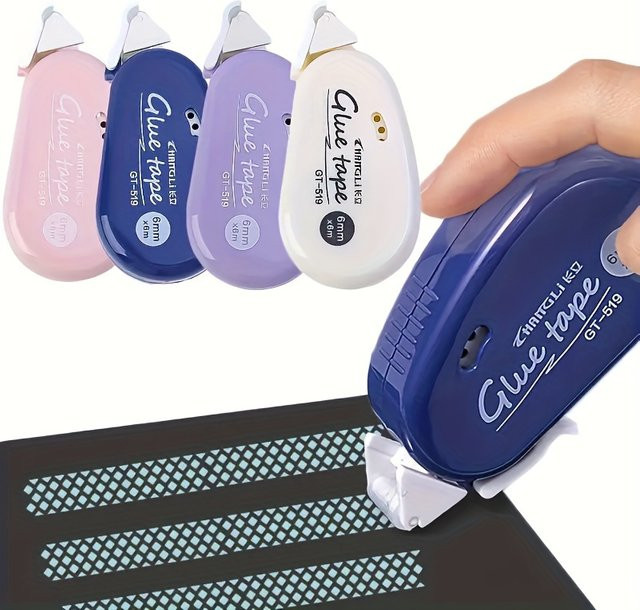 Doppelseitiges Klebeband mit Punkten in Weiß für Scrapbooking, Collagen und Bastelarbeiten - Bild 1