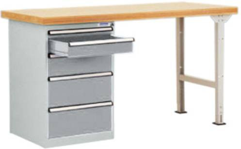 Manuflex WC5079.9006 Werkbanksystem in Alusilber mit Stahl und Gummi, Breite: 300 cm, Tiefe: 80 cm, Höhe: 70 cm - Bild 1
