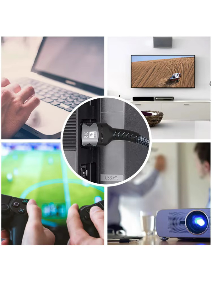 HACHANLUN HDMI 2.1 Kabel Schwarz 8K@60Hz 4K@120Hz 48Gbps mit eARC und HDR für PC, Laptop, TV Box und PS5 - Bild 6