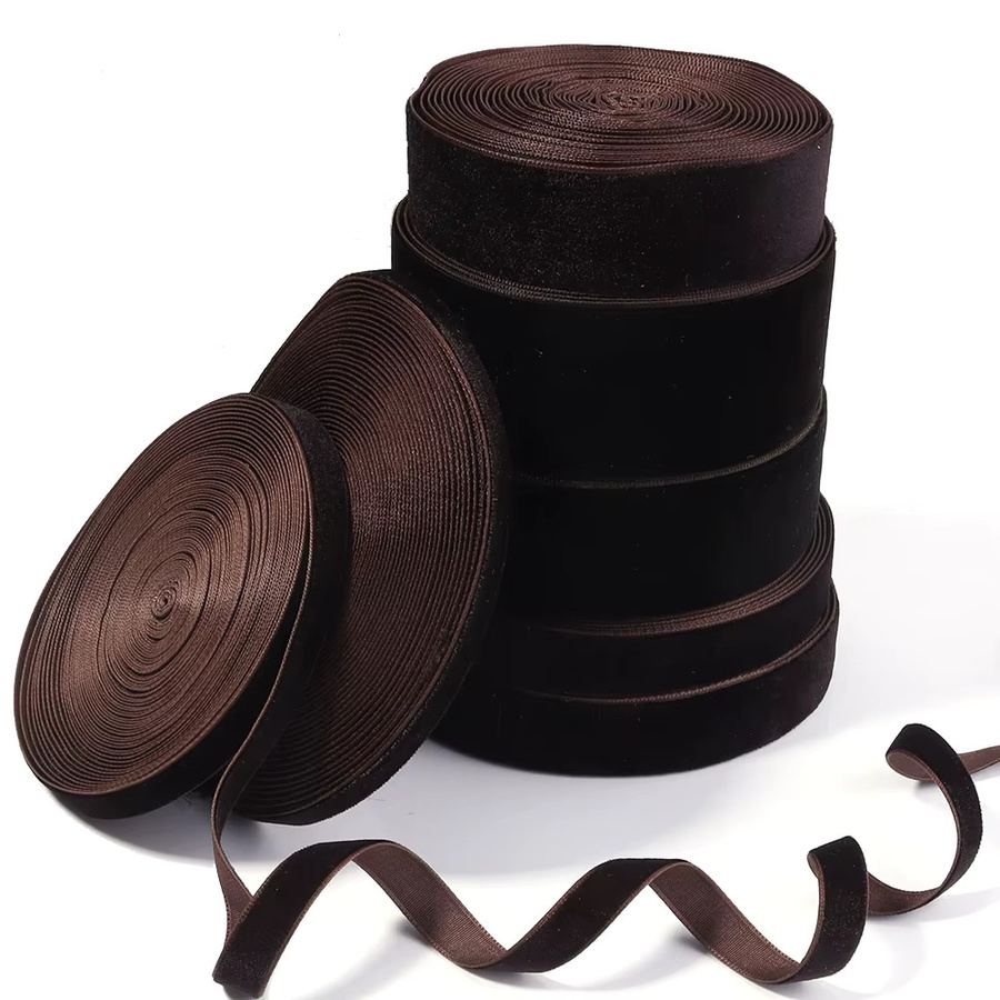 Tiefbraunes Samtband mit Beflockung für DIY-Dekorationen, Hochzeiten und Geschenkeinpackungen - Bild 5