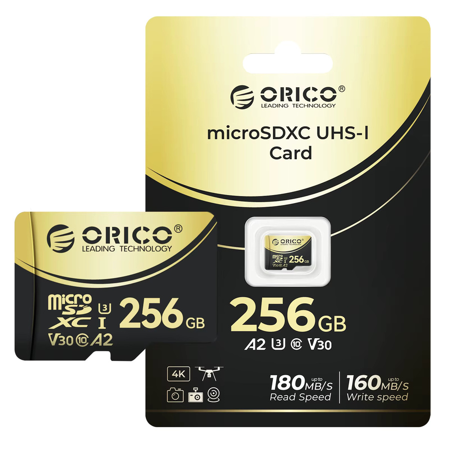 ORICO V3 microSDXC UHS-I Speicherkarte 256 GB mit 180 MB/s Lesegeschwindigkeit, 4K-UHD, U3, V30, A2 für Drohnen - Bild 2