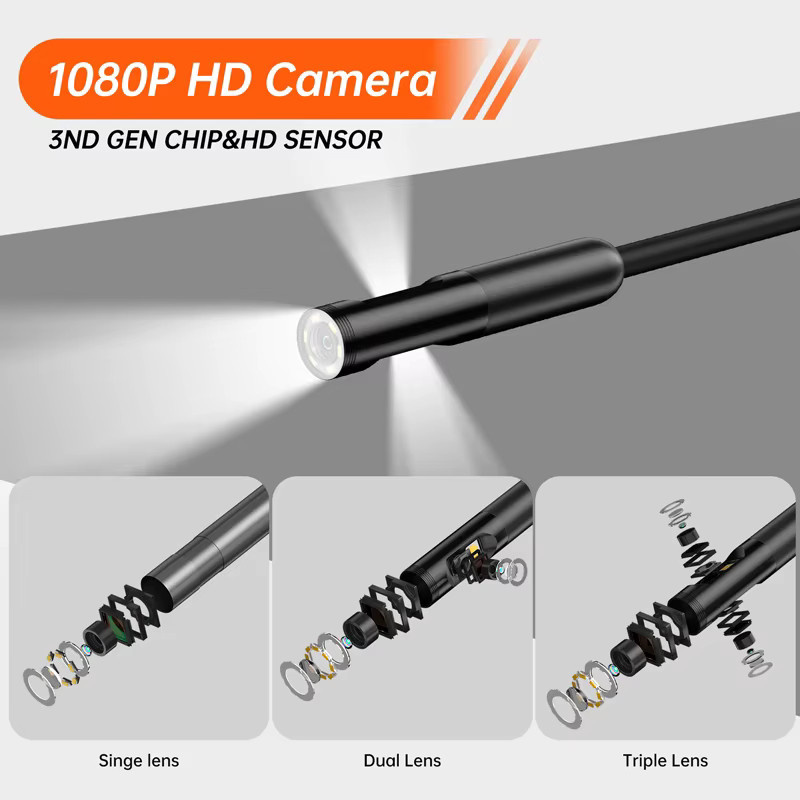 ENWOR Endoskop mit 4,5 Zoll IPS Bildschirm, HD1080p Autofokus Kamera mit Single, Dual oder Triple Objektiv für die Auto Inspektion und Videoaufnahme - Bild 3