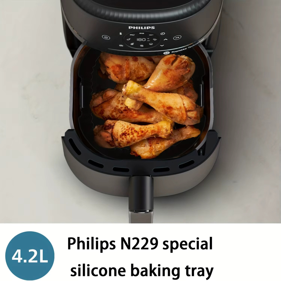 Philips Silikon-Backblech für Luftfritteuse, antihaftbeschichtet, Schwarz, 2 Stück - Bild 2
