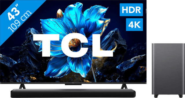 TCL 43 Zoll QLED 4K UHD Smart TV P71K (2025) und TCL S55H 2.1 Soundbar Set in Schwarz - Bild 1