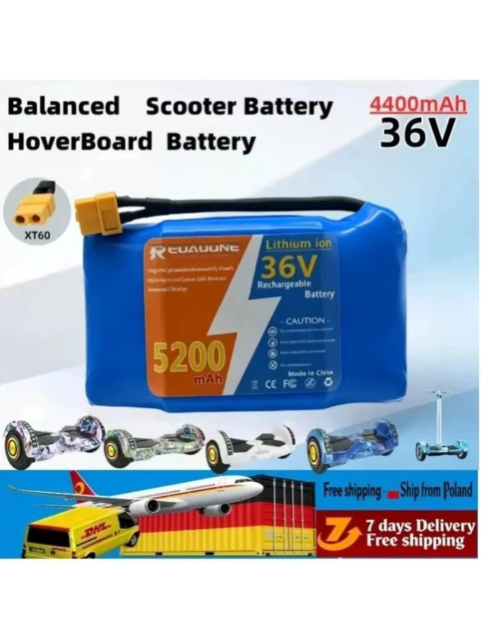 Aleaivy Lithium-Ionen-Akku 36V 4400mAh 10S2P in Blau für elektrische Hoverboards und selbstbalancierende Scooter - Bild 2