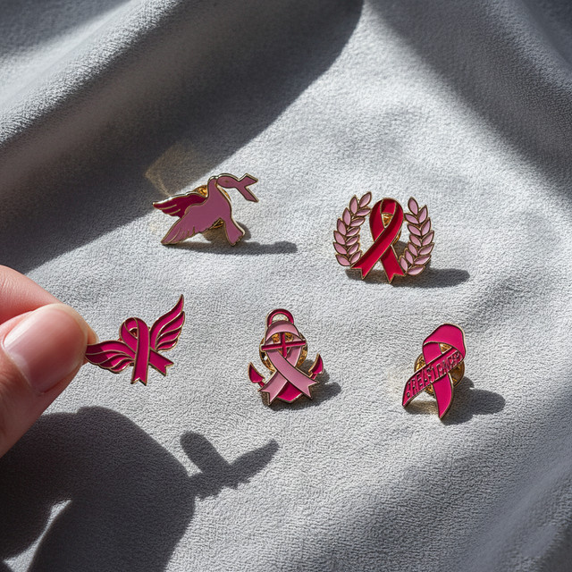 MINISO Emaille-Pins-Set, 5-teilig, rosa Schleifen, Damen, Silber - Bild 1