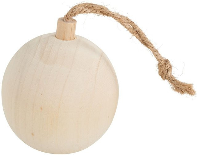 Holz-Weihnachtskugel von Creativ Company in Beige, Durchmesser: 6,4 cm - Bild 1