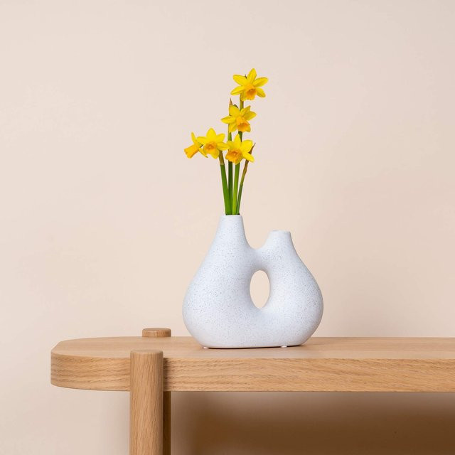 BLUME2000 Keramikvase in organischer Form, Weiß, Höhe: 18,5 cm, Breite: 16,8 cm - Bild 1