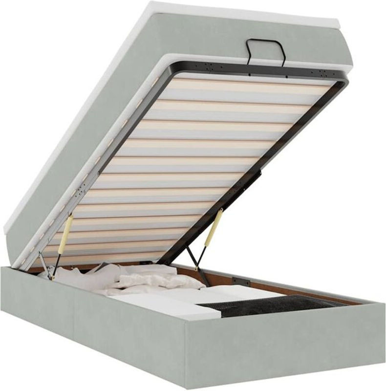 Vidaxl Ottoman Polsterbett mit Matratze aus Samt in Hellgrau, B/T/H: 200 x 80 x 23,5 cm - Bild 1