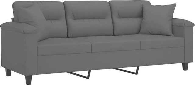 vidaXL 3-Sitzer-Sofa in Dunkelgrau mit Kissen aus Mikrofasergewebe, Breite: 180 cm, Tiefe: 80 cm, Höhe: 77 cm - Bild 1