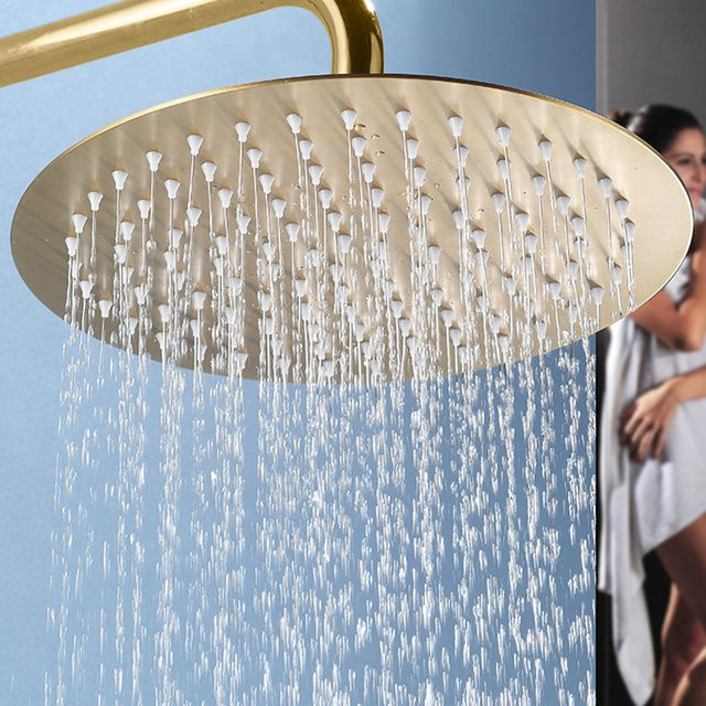 WJNMONE Luxus-Regendusche aus Edelstahl in Gold, quadratischer Duschkopf mit Drucksteigerungsfunktion - Bild 1