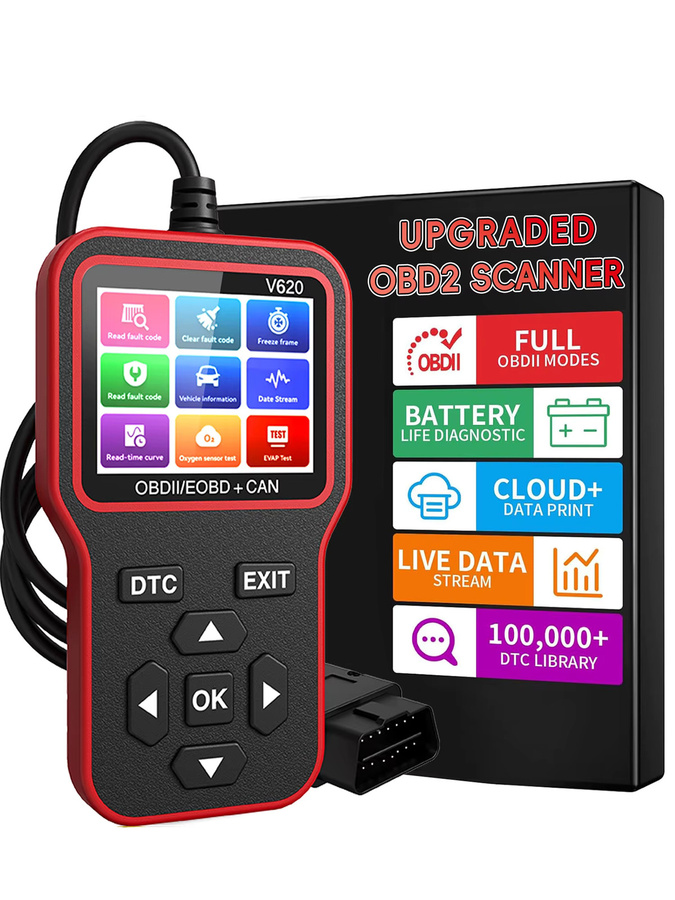 RUOGINSS OBD2-Scanner Diagnosetool in Rot mit Check Engine Light Code Reader, Reset-Funktion, Batterietester und Live-Daten-Anzeige - Bild 7