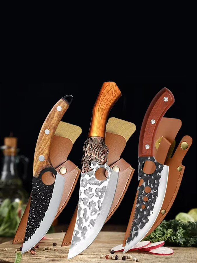 WXCOO Küchen-Filetiermesser aus Edelstahl in Silber mit Holzgriff, Japanisches Metzgermesser und Fischfiletiermesser für den Haushalt - Bild 6